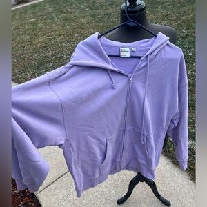 Ladies TNA Sweatfleece boyfriend fit lavender zipper hoodie xl aritzia